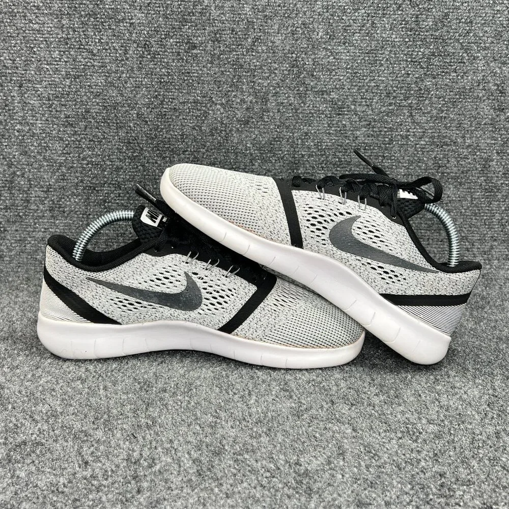 Nike Free RN Running Shoes Youth Size 7 White Black‎ Athletic Training Sneakers